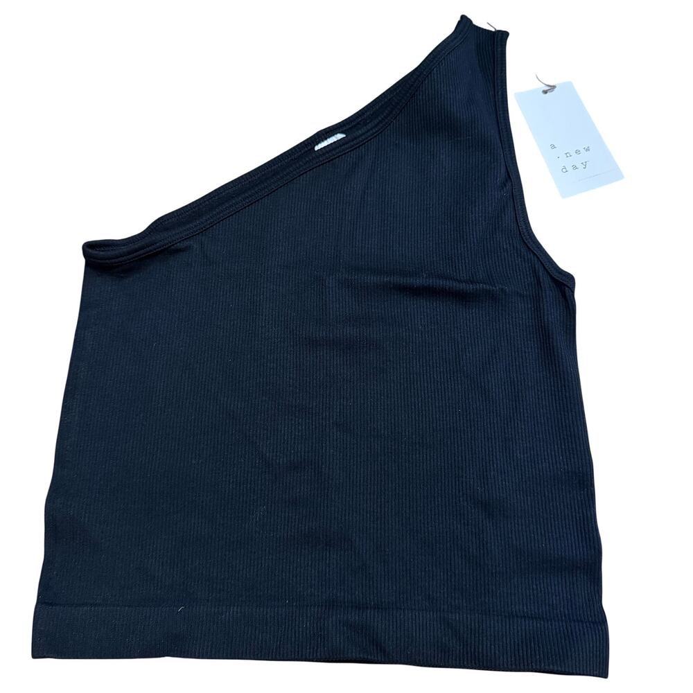 A New Day Women's Black Slim Fit Seamless One Shoulder Tank - Size Medium - NWT